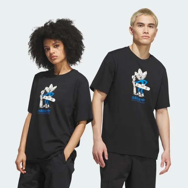 【adidas 愛迪達】Fsbs Push Tee 男女 T恤 運動上衣 休閒短袖 黑 亞版 純棉(KR2406)