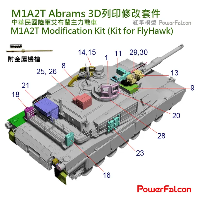 【PowerFalcon】1/72 M1A2 SEP+M1A2T主力戰車 3D列印改套(FlyHawk鷹翔 FH3300-3D改)