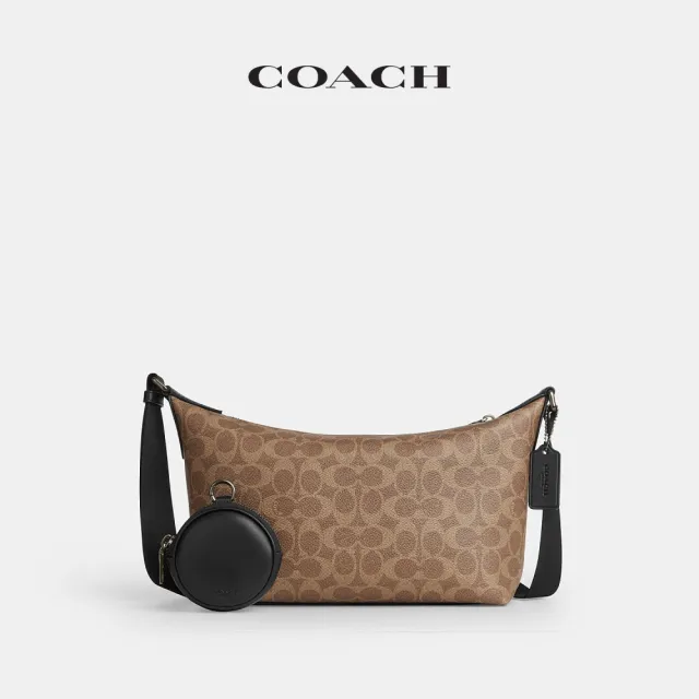 【COACH】蔻馳官方直營 附手拿包小號FINN斜背手袋 斜背包 側背包 斜挎包-QB/棕黃色/黑色(CCG21)