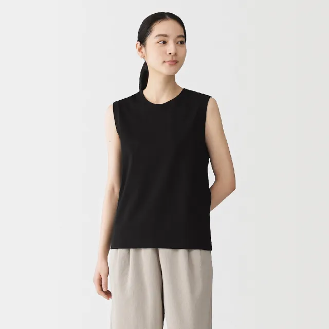 【MUJI 無印良品】女天竺無袖T恤(白色/灰色/黑色/磚紅)