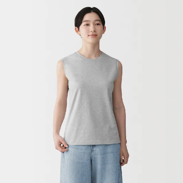 【MUJI 無印良品】女天竺無袖T恤(白色/灰色/黑色/磚紅)