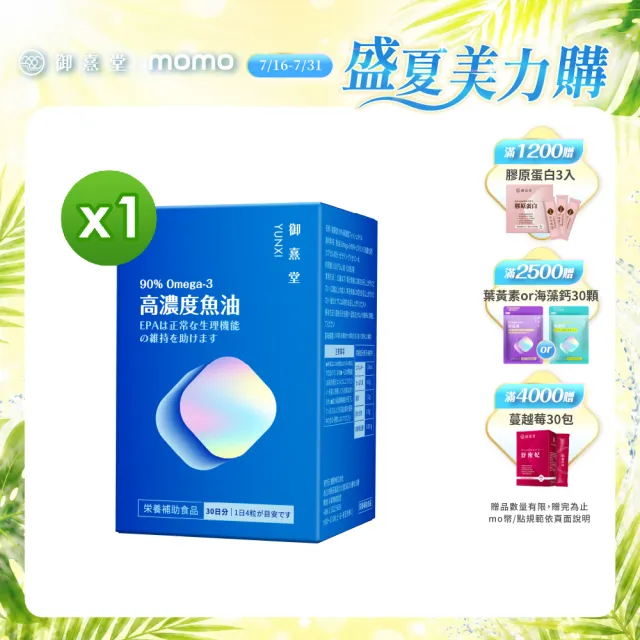 【御熹堂】黃金頂級 90%高濃度專利魚油1入組(一入120顆、醫師推薦、高單位Omega-3、rTG好吸收)