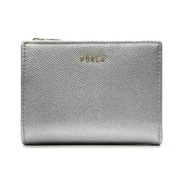 【FURLA 芙拉】PCK5CL0 法國經典防刮牛皮金扣拉鍊錢包短夾(銀色)