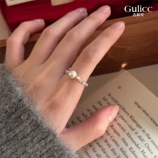 【Gulicc 古莉可】藍色小花 碎銀子珍珠 戒指(7夕情人節 生日 造型戒 食指戒 尾戒 禮物)