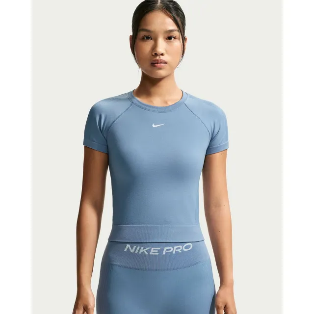 【NIKE 耐吉】短袖上衣 女 AS W NP DF SMLS SS TOP WT 運動 休閒 貼身 短版 Dri-FIT 藍 (IV1305486)