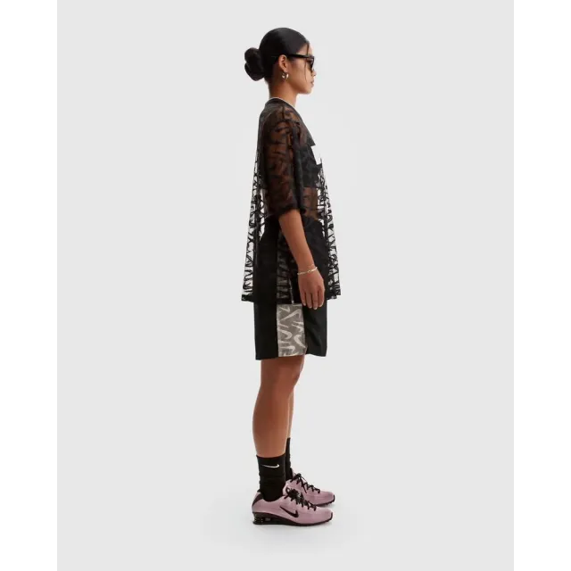 【NIKE 耐吉】短袖上衣 女 AS W NK CHILL WVN LACE JERSEY 運動 休閒 蕾絲 寬版 黑 (IM8388010)