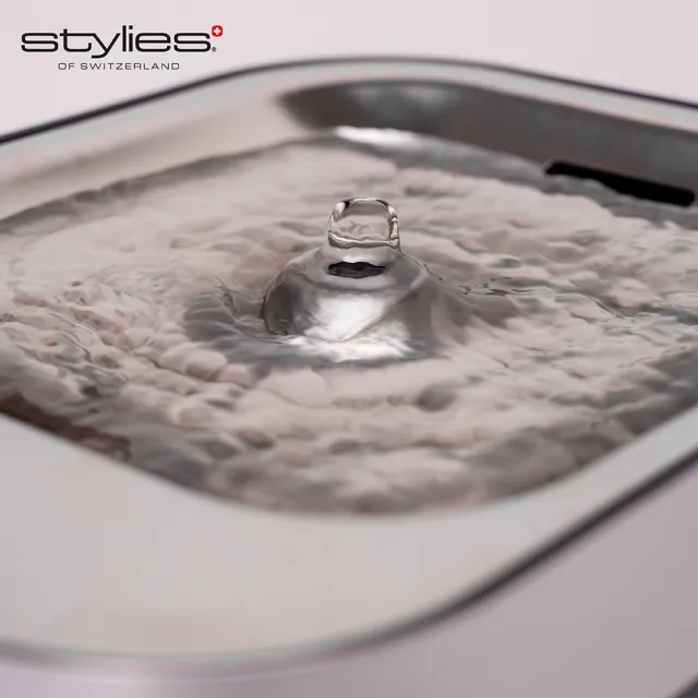 【Stylies】瑞士Stylies Fontanus 寵物活水機(雙供電模式、2.5L儲水量、304不鏽鋼、感應出水、低噪音)