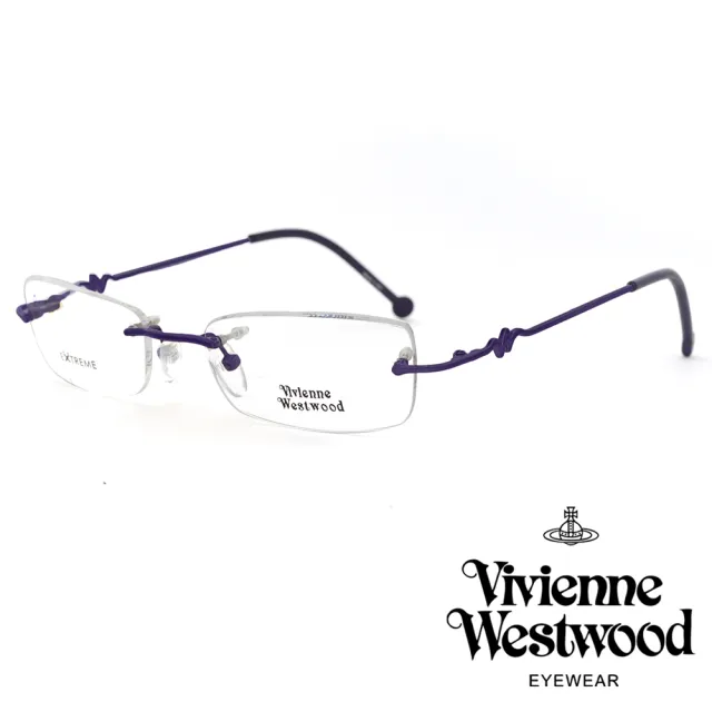 【Vivienne Westwood】搖滾無框系列金屬光學鏡框(紫) - VWW021-02