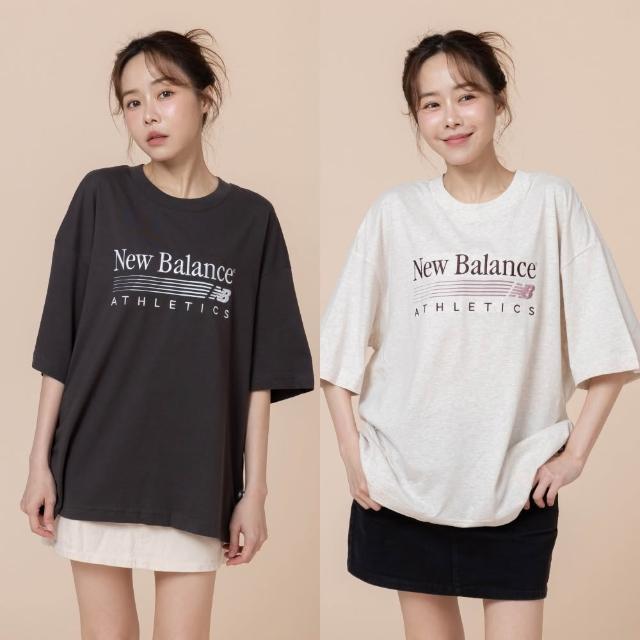 【NEW BALANCE】NB 復古Logo短袖上衣_女性_燕麥杏/黑灰_WT6297MKBLK_WT6297MKLIT(美版 版型偏大)