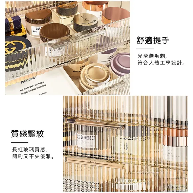 三層化妝品收納箱 附口紅盒 加高 加大 防水 防塵收納盒 透明壓克力收納盒 桌面 美妝保養品收納