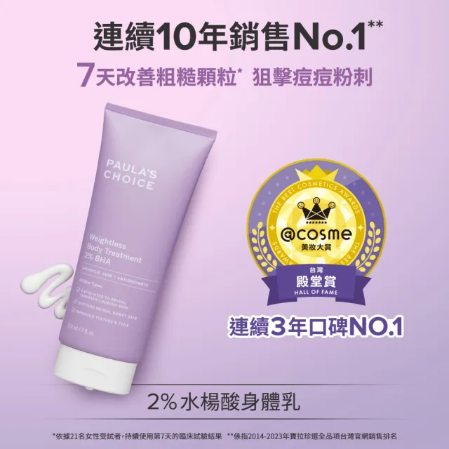 【PAULA’S CHOICE 寶拉珍選】新客必買★2％水楊酸身體乳210ml＋60ml(大＋小限定組)