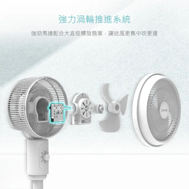 【DIKE】超值2入組-8吋颶風立式循環扇-桌扇/立扇兩用(HLE300WT)