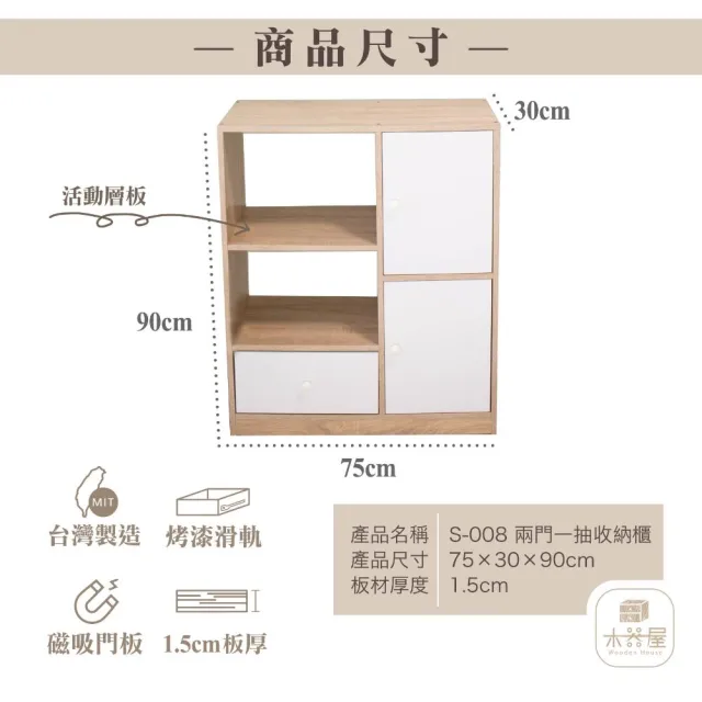 【木器屋】台灣製造 兩門一抽收納櫃(E1板 五分板 收納櫃 置物櫃 組合櫃 抽屜櫃 櫃子 收納)