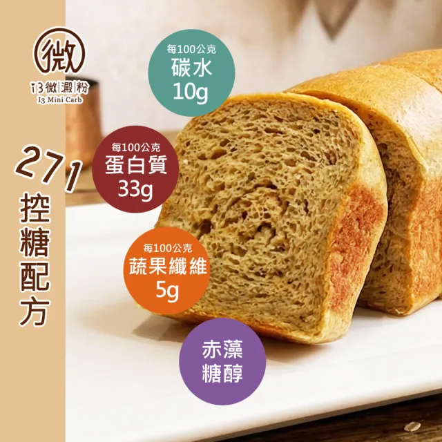【i3微澱粉】低糖好纖手工吐司250gx2條(271控糖配方 吐司 營養師)