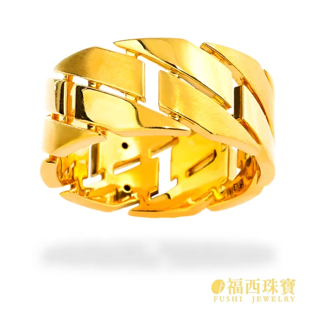 【福西珠寶】黃金戒指 #12號 鎧甲戒 6D立體寬版設計 硬派造型 固定戒圍(金重0.87錢正負0.03錢)