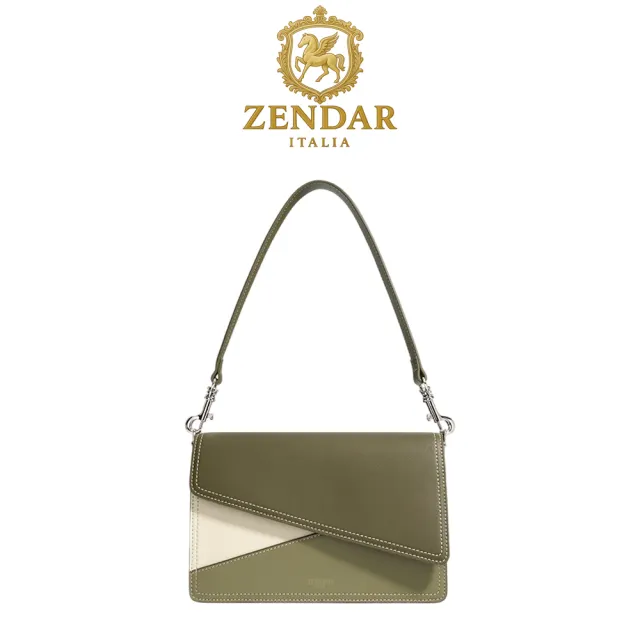 【ZENDAR】台灣總代理 限量1折 頂級小牛皮肩背包 PUZZLE系列 全新專櫃展示品 (綠色 女包 小包)