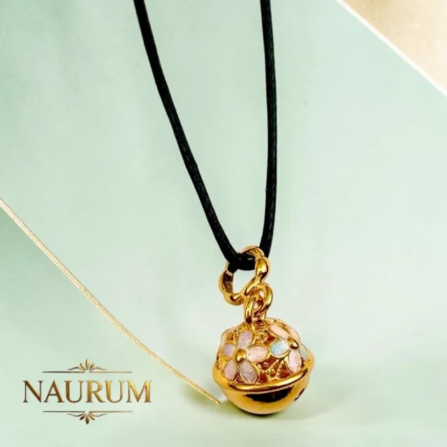 (NAURUM)黃金墜飾幻彩法郎繫花鈴0.20錢附贈皮繩