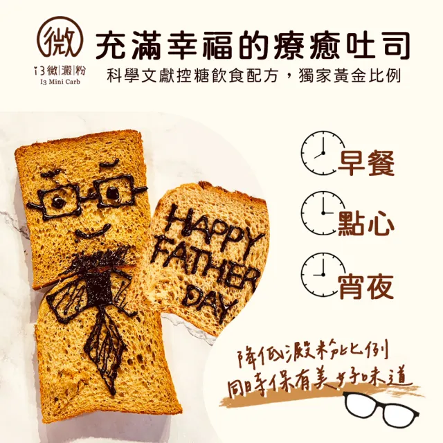 【i3微澱粉】低糖高纖爸氣吐司厚片8片x2組(271控糖配方 巧克力 營養師)