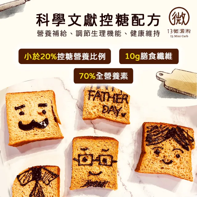 【i3微澱粉】低糖高纖爸氣吐司厚片8片x2組(271控糖配方 巧克力 營養師)