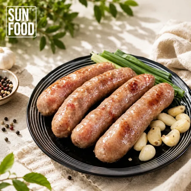 【SunFood 太禓食品】新鮮溫體後腿豬製作米香腸x2(300g/包)