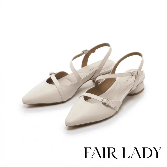 【FAIR LADY】芯太軟 簡約繞帶方頭小低圓跟涼鞋(奶油/4A3125 女鞋)