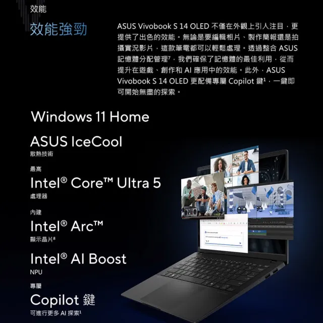 【ASUS】筆電包/滑鼠組★14吋Ultra 5輕薄AI筆電(VivoBook S S5406MA/Ultra 5-125H/16G/512G SSD/W11/OLED/E