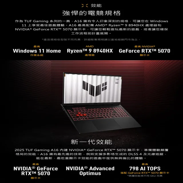 【ASUS 華碩】包鼠組★16吋GeForce RTX 5070 R9電競筆電(FA608PP-0071A8940HX/R9-8940HX/16G/512GB/W11)