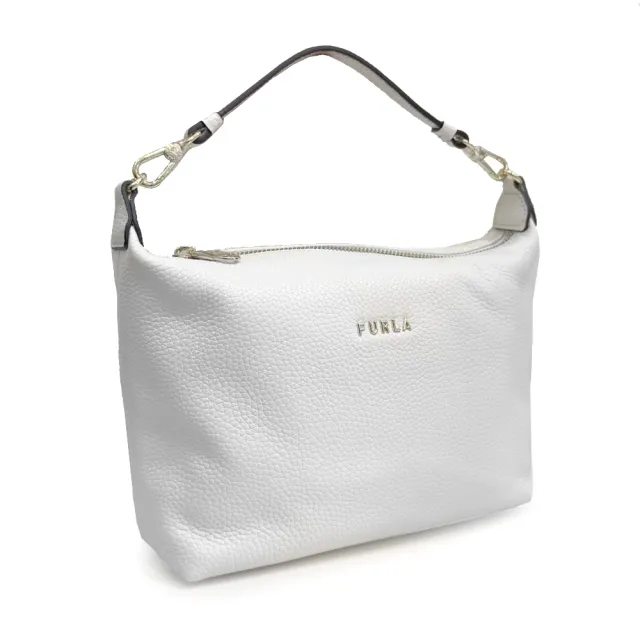 【FURLA 芙拉】EK62YE0 法國經典荔枝牛皮手提肩背斜背包(白色)