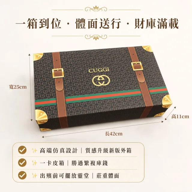 【MAN TING XIANG 滿庭香】一箱到位 體面送行 往生用紙紮金紙提箱(中元/清明/冥鈔金條/頭七/百日/對年)