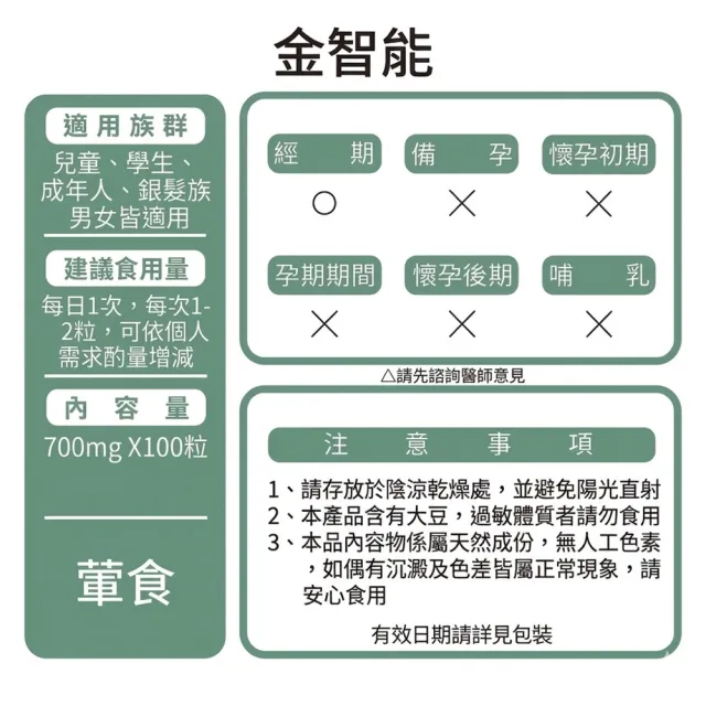 【草本之家】金智能1入組(100粒/入PS腦磷脂.磷脂絲胺酸.大豆卵磷脂.亞麻仁油.紫蘇油)
