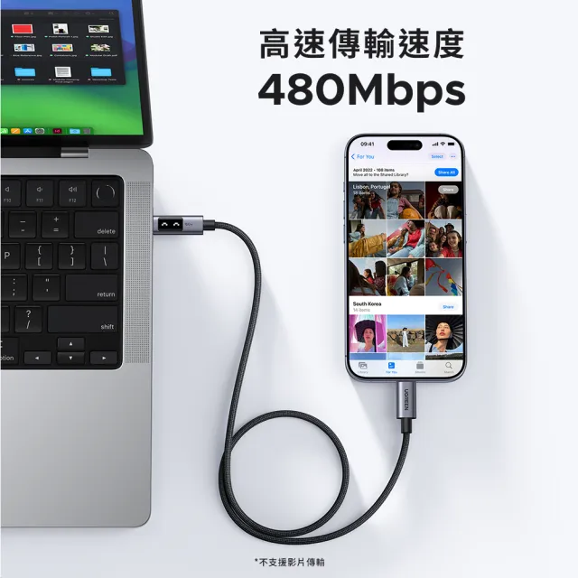 【綠聯】綠聯 小機器人 100W 雙USB-C 深空灰 充電線/傳輸線 2公尺(UGREEN/PD快充/Type-C/編織線/C-C/2M)