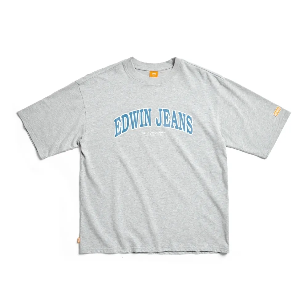 【EDWIN】男裝 橘標 大寬版拱型LOGO短袖T恤(銀灰色)