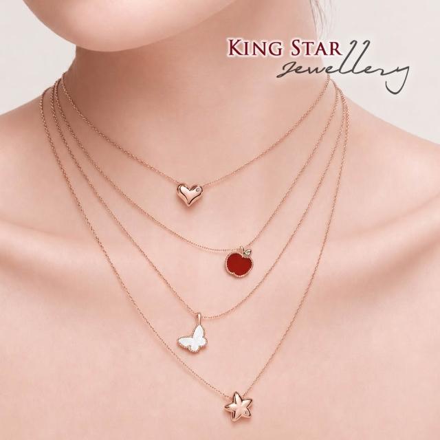 【King Star】七夕獻禮!! 18K玫瑰金 天然鑽石項鍊-多款任選