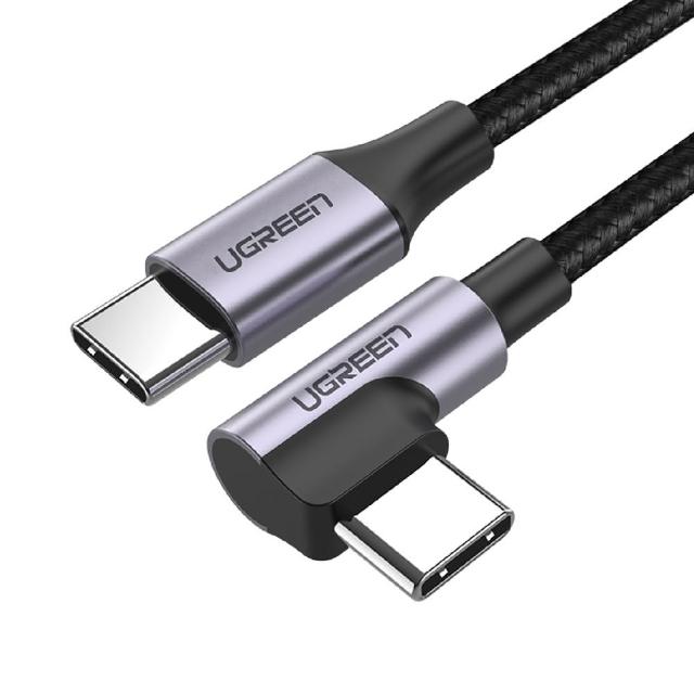 【綠聯】Type-C to Type-C 60W公對公編織金屬版傳輸充電線 2M(L型/快充線/編織線/傳輸線/PD/3A快充/電競)