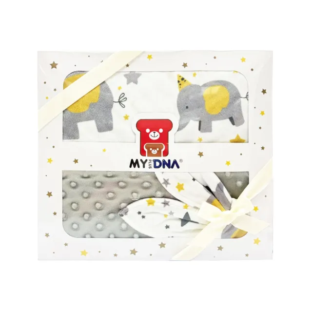 【MY+DNA 熊本部】法蘭絨舒適蓋毯禮盒組-星空飛象(B0023-01-06 台灣製造)