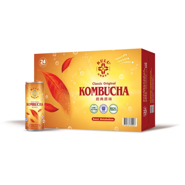 【KuluDrink 咕嚕茶】經典原味 250ml 24入/1箱(氣泡飲 康普茶 益生菌 益生質 kombucha)