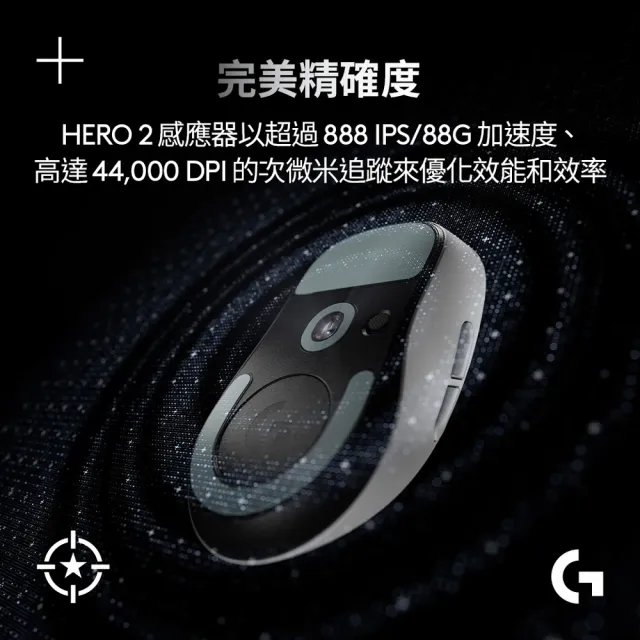 【Logitech G】PRO X SUPERLIGHT 2 DEX無線輕量化電競滑鼠(白)