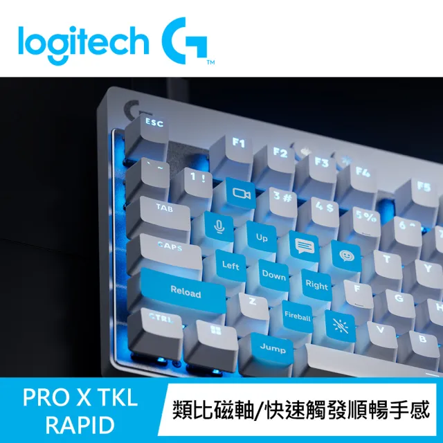 【Logitech G】PRO X TKL RAPID 磁性類比式鍵軸有線電競鍵盤(白色)