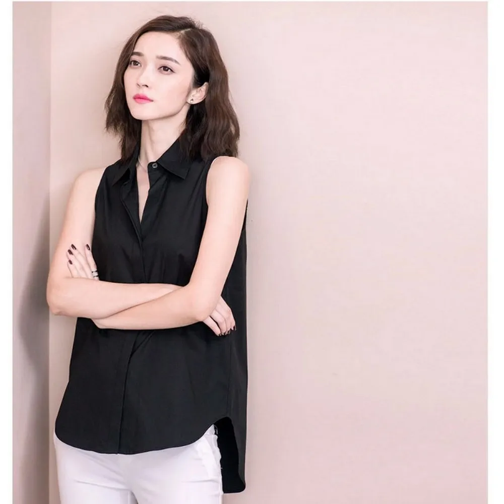 【BRIGA SILK B713】BRIGA SILK B713專櫃設計師桑蠶絲氣質翻領百搭顯瘦無袖襯衫(SILK B713)