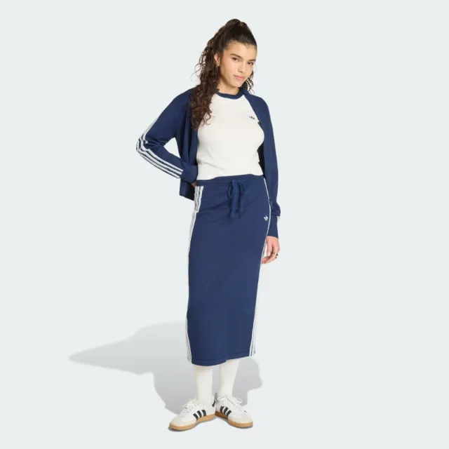 【adidas 愛迪達】短袖上衣 女 短版 三葉草 亞規 KNIT TEE 白藍 KS9952