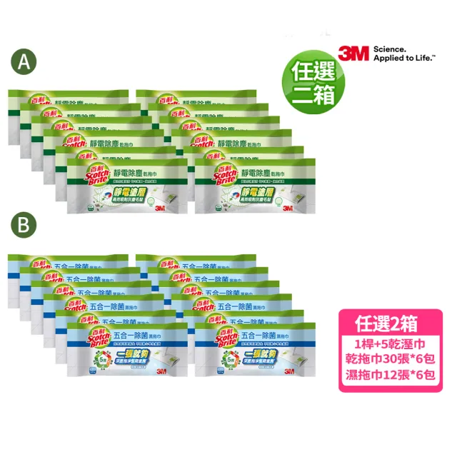 【3M】乾溼兩用 省力除塵紙拖把特惠組(可任選2組)