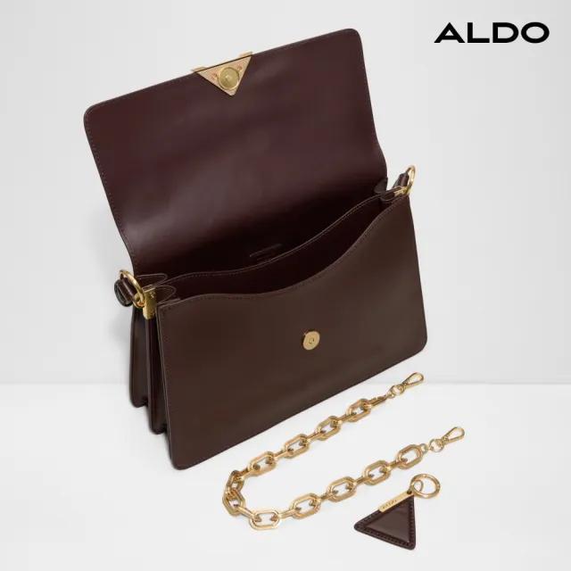 【ALDO】LUXEBAG-知性翻蓋鍊條肩背包/斜背包(咖啡色)