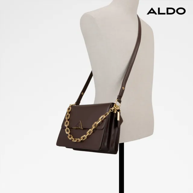 【ALDO】LUXEBAG-知性翻蓋鍊條肩背包/斜背包(咖啡色)