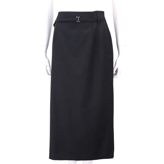 【MaxMara】SPORTMAX SPXTACITO 100%純羊毛附腰帶開岔鉛筆裙 長裙 義大利精品時裝