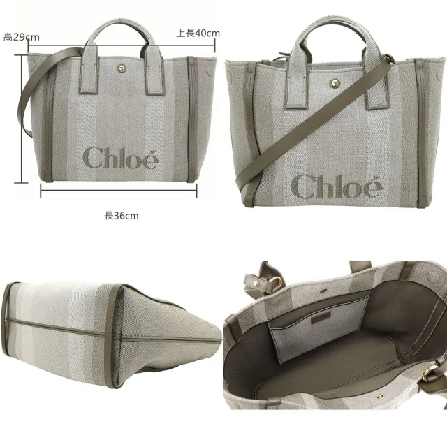 【Chloe’ 蔻依】Carry 中型 灰藍帆布手提/斜背托特包-3款可選