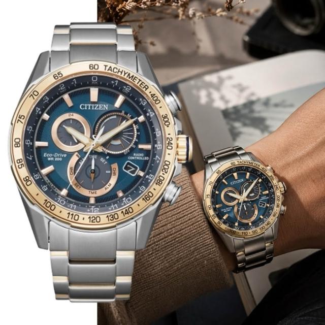 【CITIZEN 星辰】GENTS系列 光動能萬年曆200米防水電波腕錶/43mm(CB5916-59L)