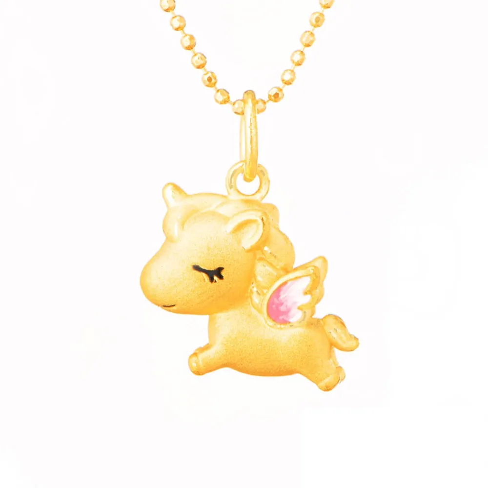【Just Gold 鎮金店】童話幻獸-粉嫩 黃金吊墜(不含鍊)
