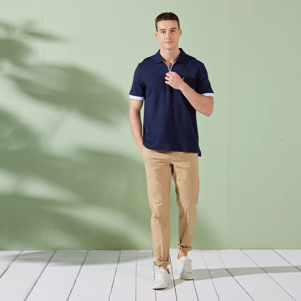 【NAUTICA】男裝 舒適修身彈性長褲(卡其)