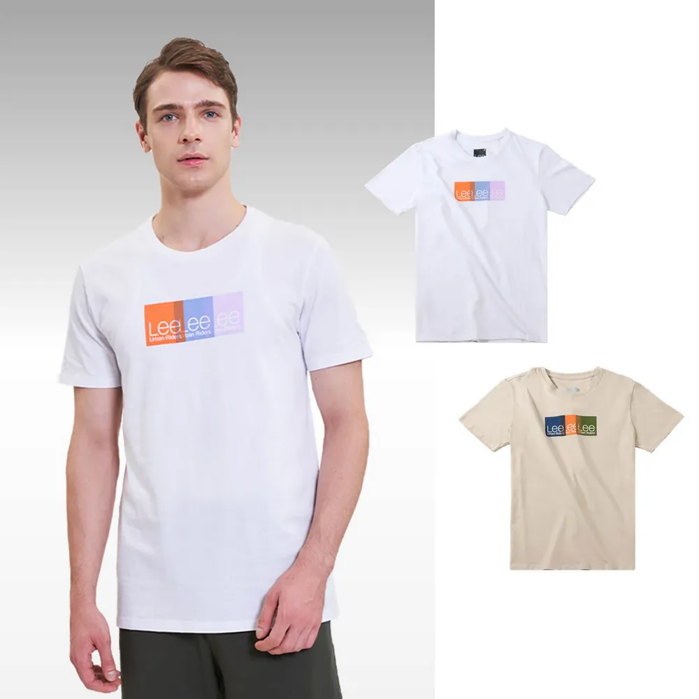 【Lee】出清品-男裝 短袖T恤 / 疊影方框 小LOGO 共2色 標準版型 / UR 系列(LL22022397W / LL220223K14)