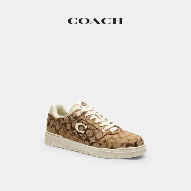 【COACH】蔻馳官方直營 SOHO 男士經典SIGNATURE 提花織布休閒鞋 運動鞋 布鞋-混合粉筆白色(CEW25)